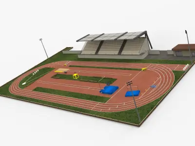 Athletics Run Track Stadium 3D model