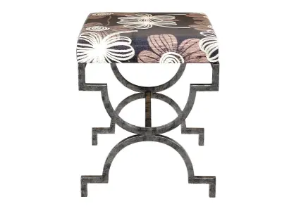 Cream Bench Textile with Metal Low-poly 3D model