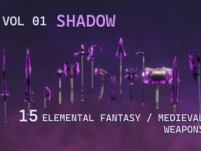 15 Shadow - cursed weapons - medieval - fantasy - magic - VOL 01 Low-poly 3D model