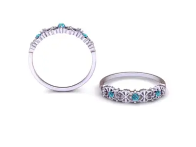Primary Vintage Filigree Scalloped Eternity Band 3D print model