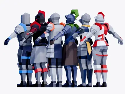 Low Poly Medieval Knights - Animated and Rigged Low-poly 3D model