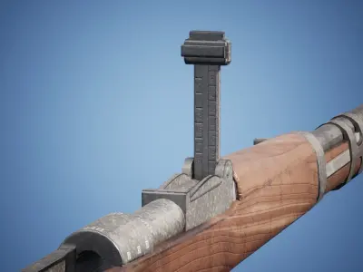 Long Range WW2 Rifle Low-poly 3D model