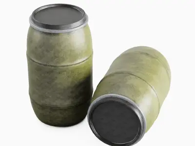 Dirty Plastic Barrel 04 Low-poly 3D model