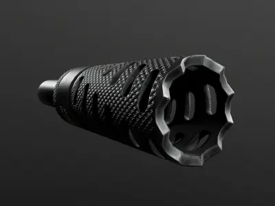 CMB Helical Baffle 12 Gauge Shotgun Muzzle Brake Low-poly 3D model
