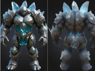 Crystal Golem Rock Monster Low-poly 3D model