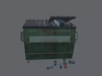 Rusty Garbage Dumpster Low-poly 3D model