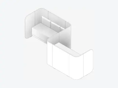 Booth - Simplicity - S Curve - Ottoman Combo Low-poly 3D model