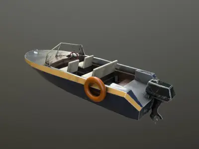 Motor boat Low-poly 3D model