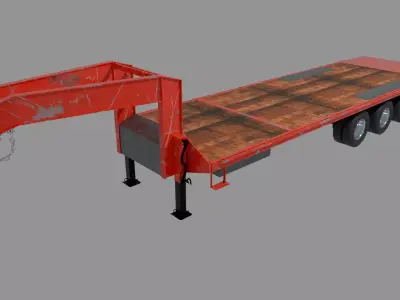 Gooseneck Trailer Low-poly 3D model
