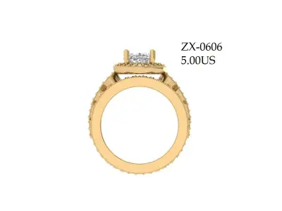 Oval Solitaire Ring 3D print model 30