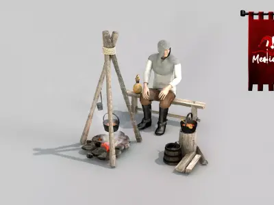 Medieval Bomfire Scenario 3D model