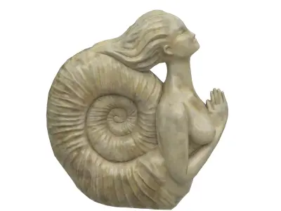 Siren marble statues Low-poly 3D model