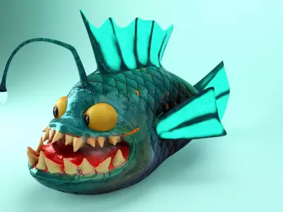 Spike the Angler Fish Animated Low-poly 3D model