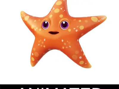Common Star Fish Cartoon  Animated Low-poly 3D model
