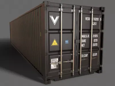 PBR 40 ft Shipping Cargo Container - Black Low-poly 3D model