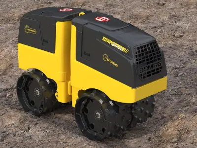 Bomag BMP 8500 Trench Roller Rigged 3D model