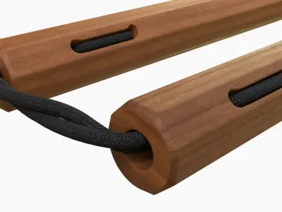 Nunchaku wood octagonal lace 3D model