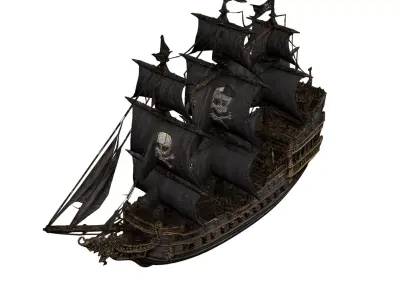 Pirate Ship Realistic Wooden Galleon 3D model purchase