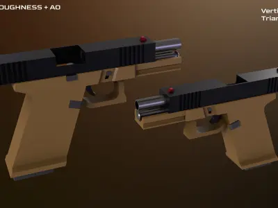 Stylized Glock 19 and Textures Free low-poly 3D model