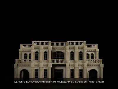 CLASSIC EUROPEAN KITBASH MODULAR BUILDING WITH INTERIOR PACK
