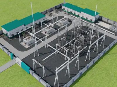 Electrical power substation 3D model purchase