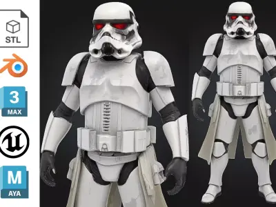Realistic Sci Fi White Trooper Low-poly 3D model