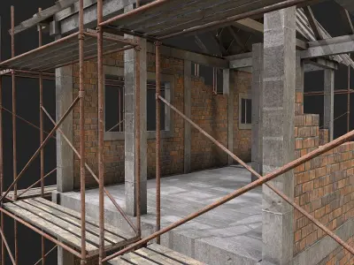Building Construction and Scaffolding Low-poly 3D model