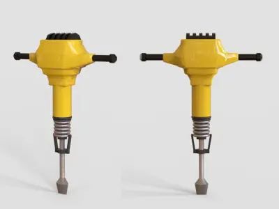 Game Ready road Construction tools kit Low-poly 3D model Low-poly 3D model