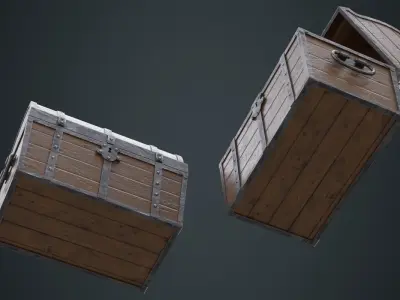 Wooden Chest 1A Low-poly 3D model