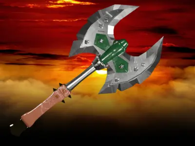 Double sided battle axe Low-poly 3D model