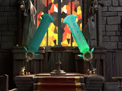 Fantasy Swords 2 Models Game Ready  Low Poly  PBR Low-poly 3D model