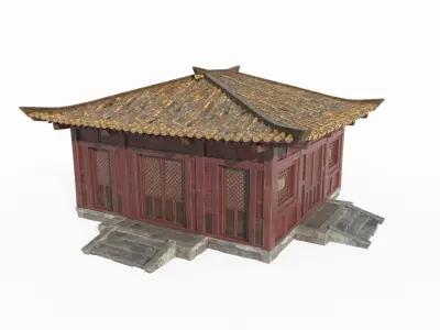 Asian ancient architecture single room 3D model