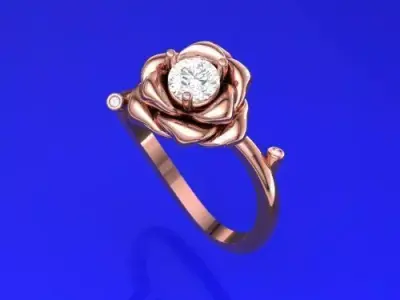 solitaire rose ring  3D model