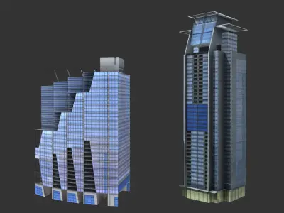 lowpoly buildings set1  Low-poly 3D model
