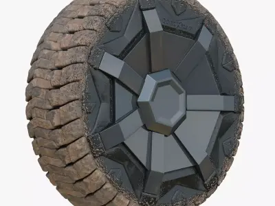 Dirty Tesla Cybertruck Wheel Low-poly 3D model