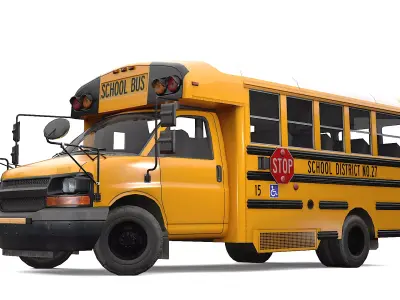 Mini School Bus 2021  Low-poly 3D model