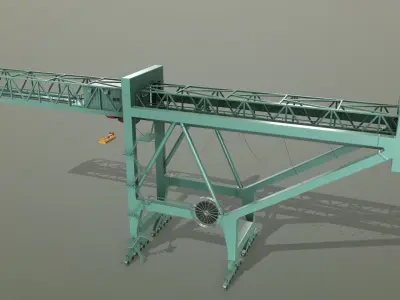 PBR Port Container Crane - Green Light Low-poly 3D model