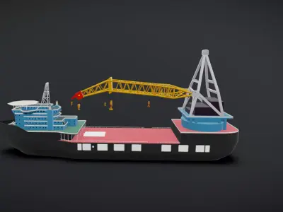 Port Unloading Ship Animation 3D model
