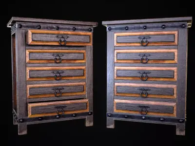 Old Wooden Dresser 01 Low-poly 3D model