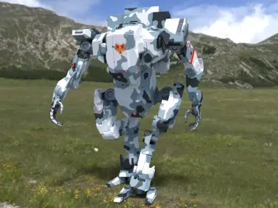Animated mecha 3D model