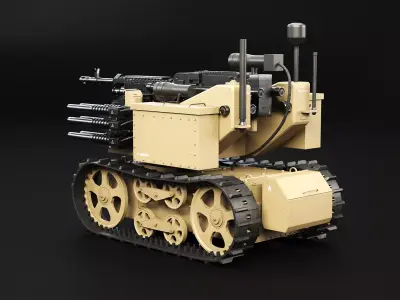 Military Tracked Robot Desert Camouflage Low-poly 3D model