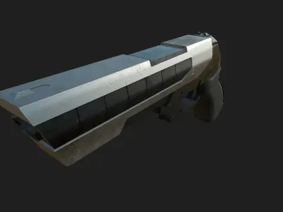 Sci-Fi Low Poly Revolver Style Gun Low-poly 3D model