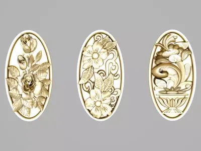 free gold flower frames Free 3D print model