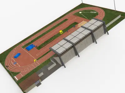 Athletics Run Track Stadium 3D model