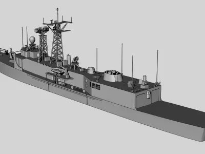 FFG7 Oliver Hazard Perry class frigate Low-poly 3D model