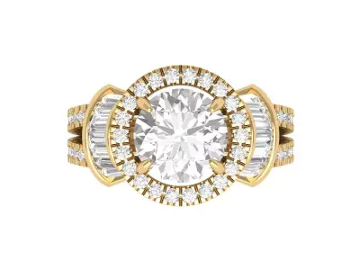 Solitaire Engagement Art Deco Ring 3D print model 75