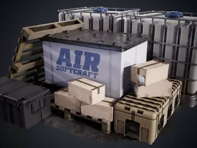 Industrial Props Pack Low-poly 3D model