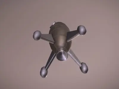 Space Sci-fi Rocket low poly game ready Low-poly 3D model