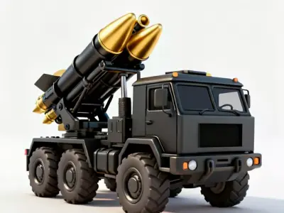 Golden-Salvo Tactical Missile Truck 3D Model Low-poly 3D model