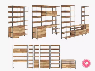 Industrial Modular Storage Low-poly 3D model